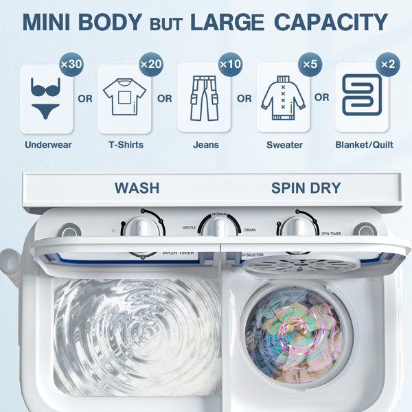 SUNCROWN 6.2 Cubic Feet cu. ft. Portable Washer & Dryer Combo with